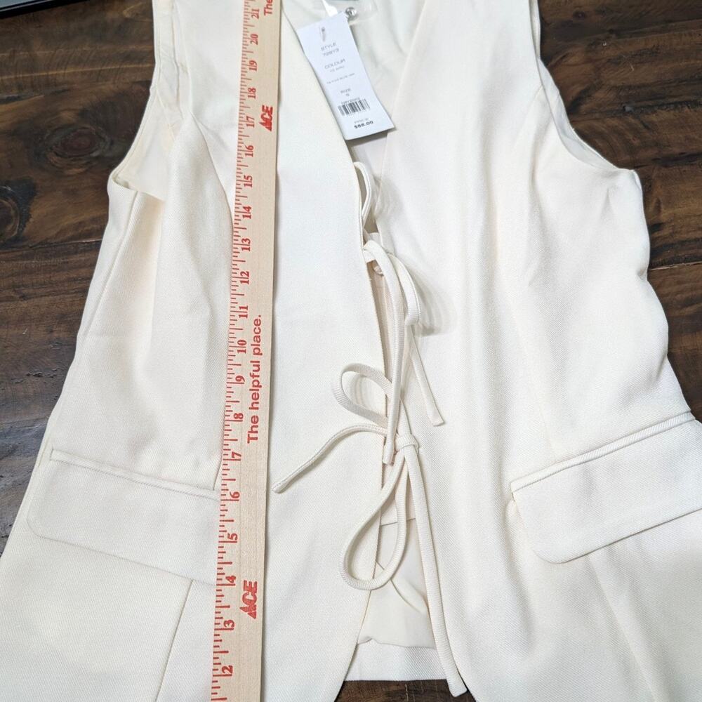 French Connection Ecru Tie Front Tailored Vest Sz S NWT